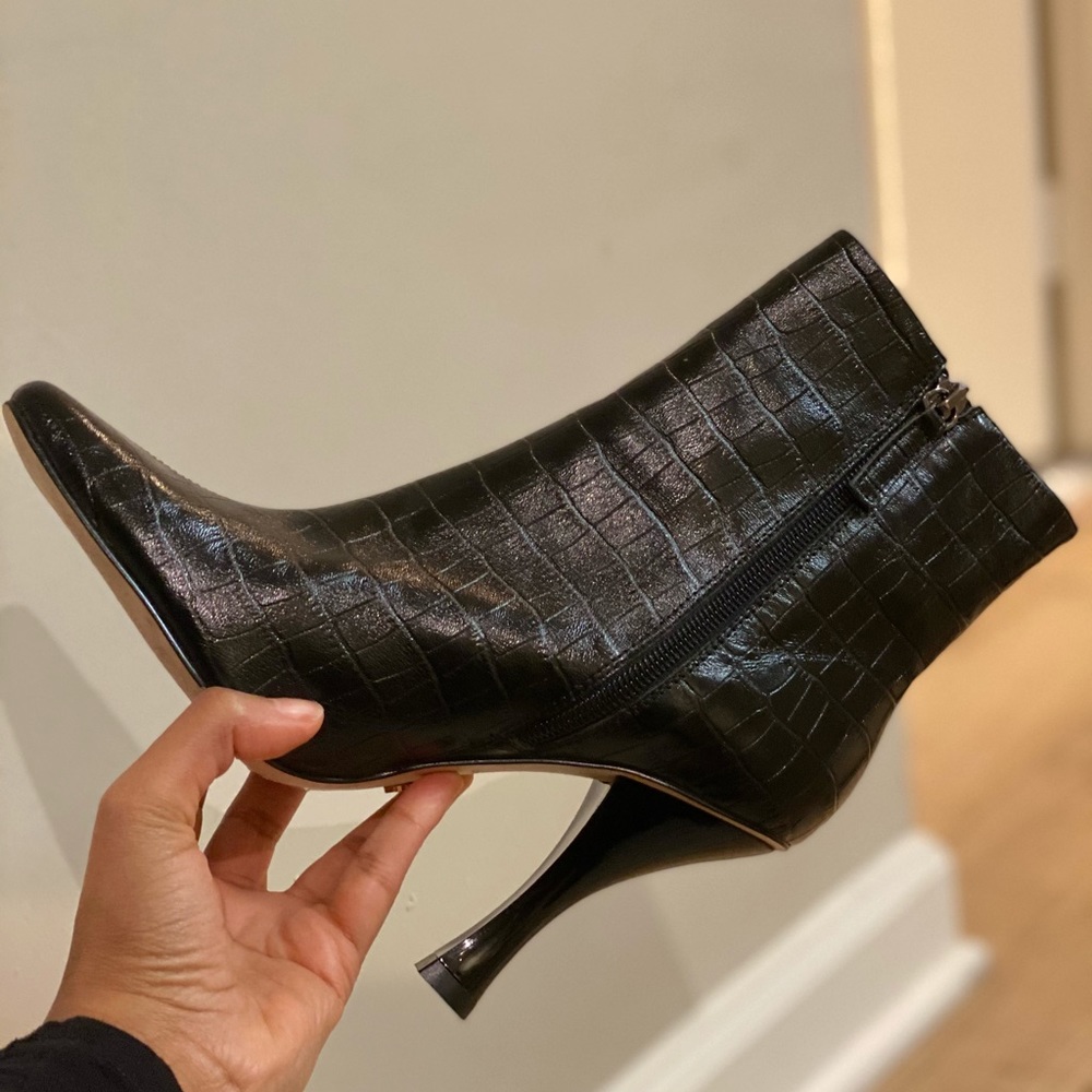 Kurt Geiger London Black Rocco Square Toe Heeled Ankle Booties